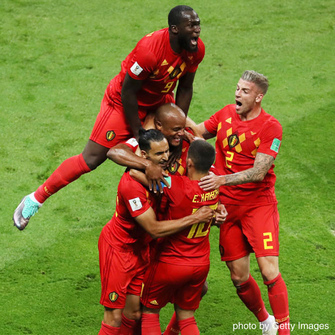 先制点を喜ぶベルギー代表 ブラジルvsベルギー 準々決勝 写真 18ロシアw杯 サッカー Dメニュースポーツ